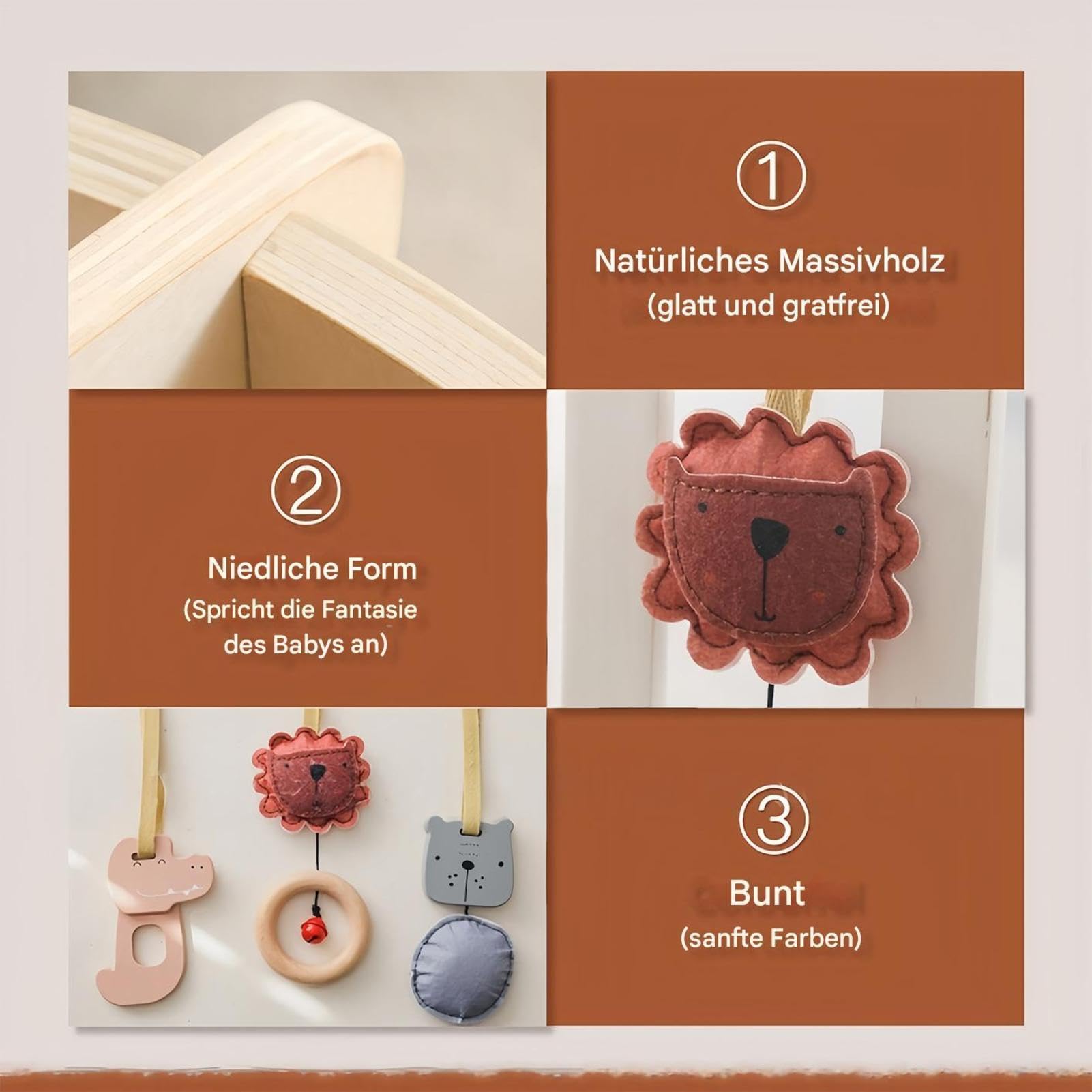 Baby-Aktivitätsspielbogen Sensorisch Pädagogisch Holz Faltbar | Feinmotorik Baby-Bodenspieldecke zur Babyparty, Geburtstag, Schlafzimmer, Wohnzimmer und Reisen