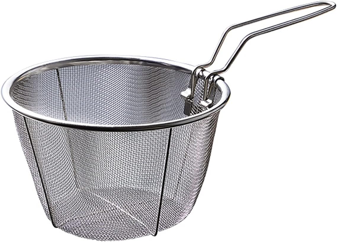 TOMYEUS French Fry Chips Baskets Fry Basket with Foldable Handle Stainless Steel French Fries Basket Kitchen Strainer Oil Leaking Net for Home, Hotel, Restaurant Kitchen Cooking Tools (Size : Small)