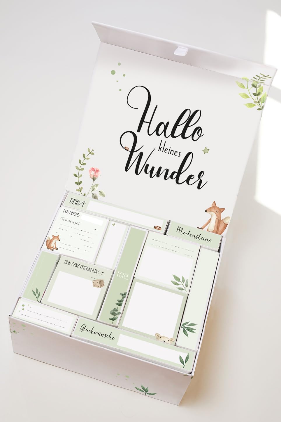 Baby Countdown Kalender – 12 Monatsgeschenke fürs erste Lebensjahr – personalisierbar – Geschenk zur Geburt oder Taufe – Erinnerungsbox für Eltern (Ohne Personalisierung)
