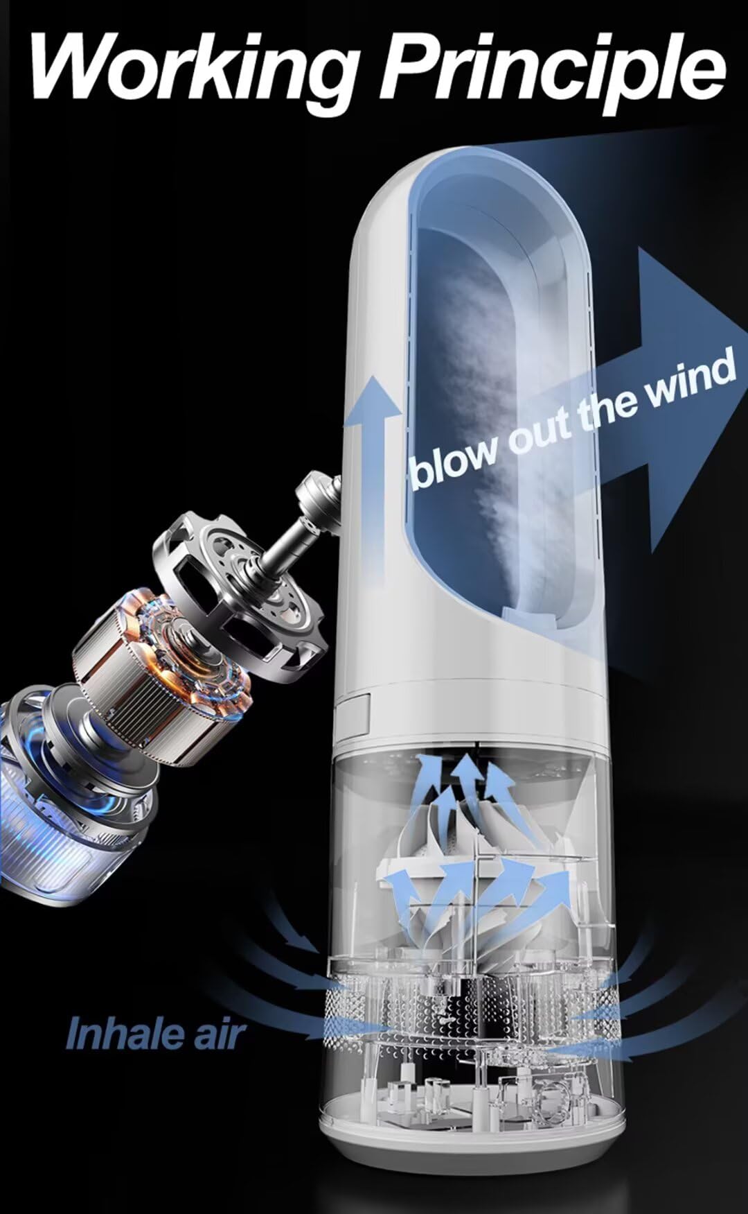 Ventilatore a torre nebulizzatore con serbatoio dell'acqua da 1,75 l, ventola di raffreddamento senza lama da 78,7 cm, 8 velocità, timer 9H, basso rumore, per camera da letto, cucina