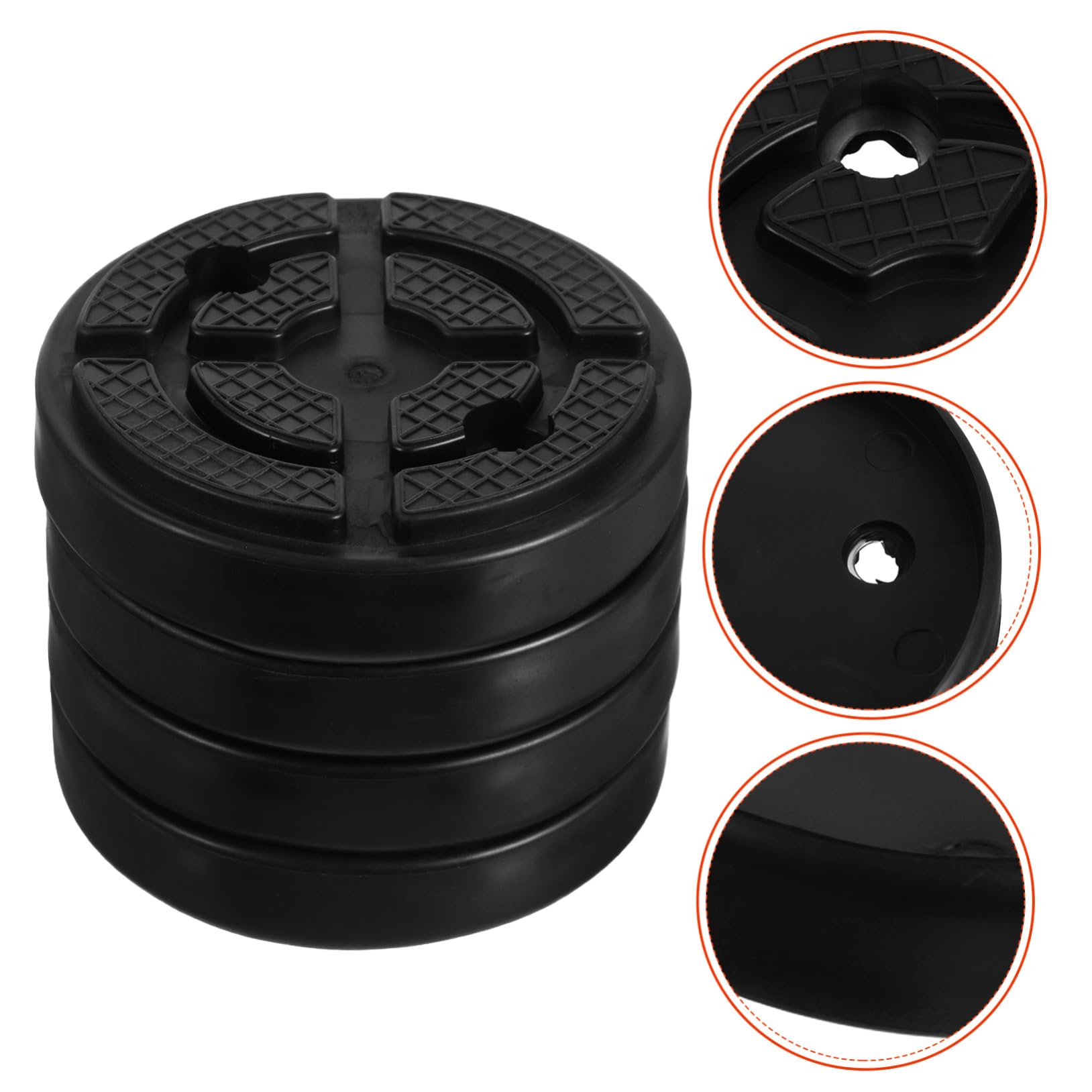 Cuscinetti di Sollevamento per Protezione e Sollievo della Pressione 4 Pezzi in Gomma Nera e Diametro Interno 10,8 Cm Fori da 7 Cm per Ponte Sollevatore Auto