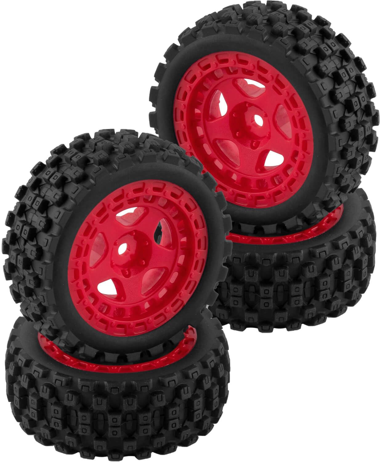 BRCatWPark RC Hard Plastic Wheels and Tires for 1/18 Typhon Grom,4PCS 12mm Hex Wheels Rims and Rubber Tires,RC Off Road Buggy Rally Wheels and Tires,