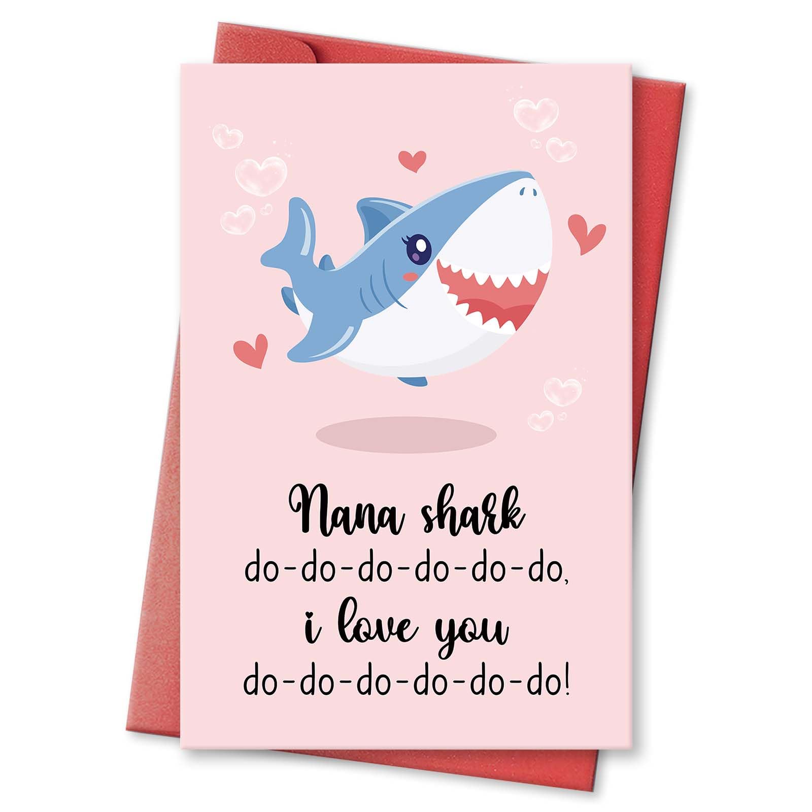 hvdler Funny Birthday Card for Grandma, Cute Nana Shark Mother’s Day Card, Grandma Mother’s Day Card Gift from Grandchild, Grandma I Love You Card
