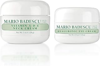 Mario Badescu Vitamin A-D-E Neck Cream & Hyaluronic Eye Cream Bundle – Hydrating Eye Care & Neck Moisturizer Set for Dry, Sensitive Skin, Beauty Essentials for Dark Circles, Puffy Eyes & Wrinkle Care