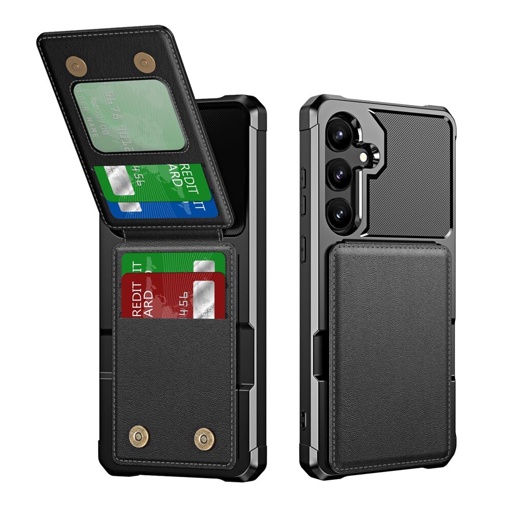 Generic Étui compatible avec Samsung Galaxy S23 FE (couleur : noir) étui portefeuille à rabat en cuir silicone rigide