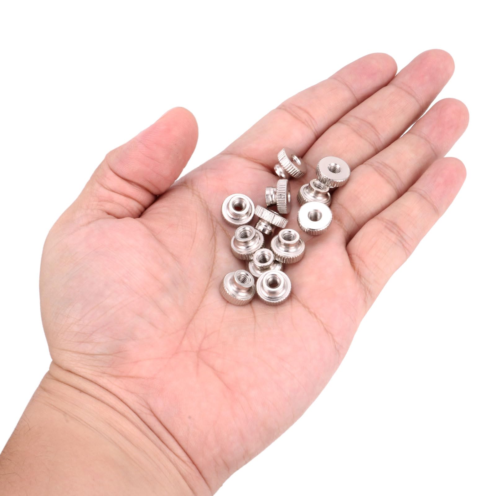 QUARKZMAN Dado per pollice zigrinato, 25 pezzi, M4 x 0,7 mm, bottoni rotondi in ferro, per parti della stampante 3D, colore argento
