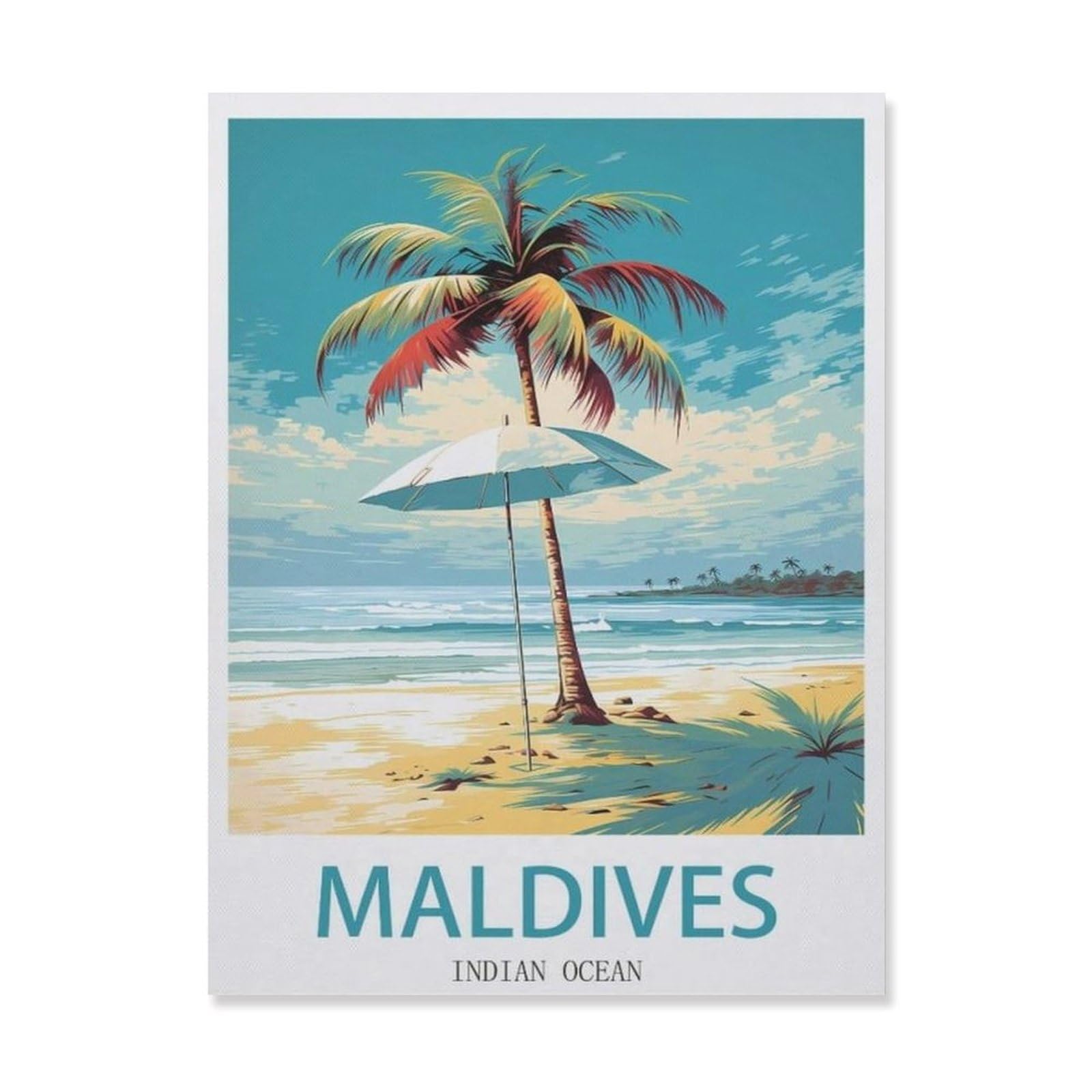 Maldives Indian Ocean，Funny Poster Wall Art Decor Metal Sign Poster(20x30cm）8x12 inch-EG31