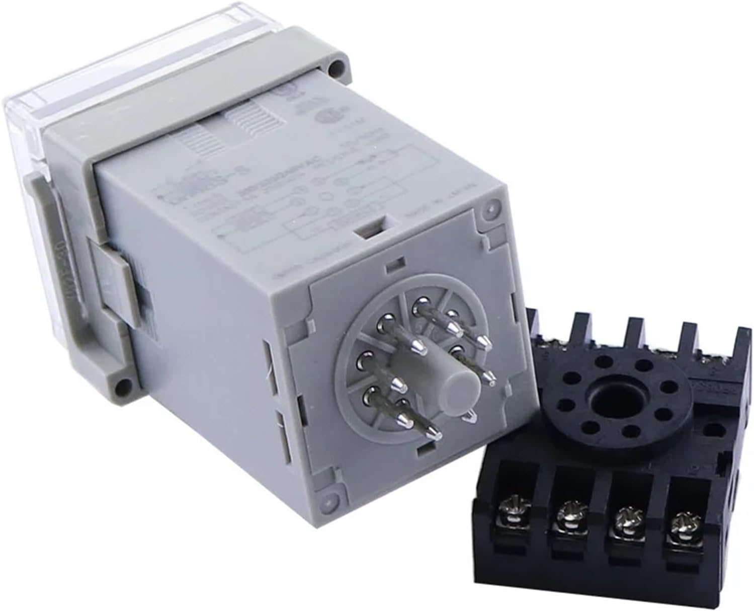 DH48S-1Z Digital LED Programmable Timer Time Relay Switch DH48S 0.01S-99H99M DIN Rail AC110V 220V DC 12V 24V with Socket Base(AC 110V)