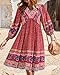 BTFBM Women Casual Spring Summer Dresses V Neck 3/4 Long Sleeve Ruffle Floral Flowy Boho Babydoll Mini Beach Dress(Floral Blue Red, X-Large)