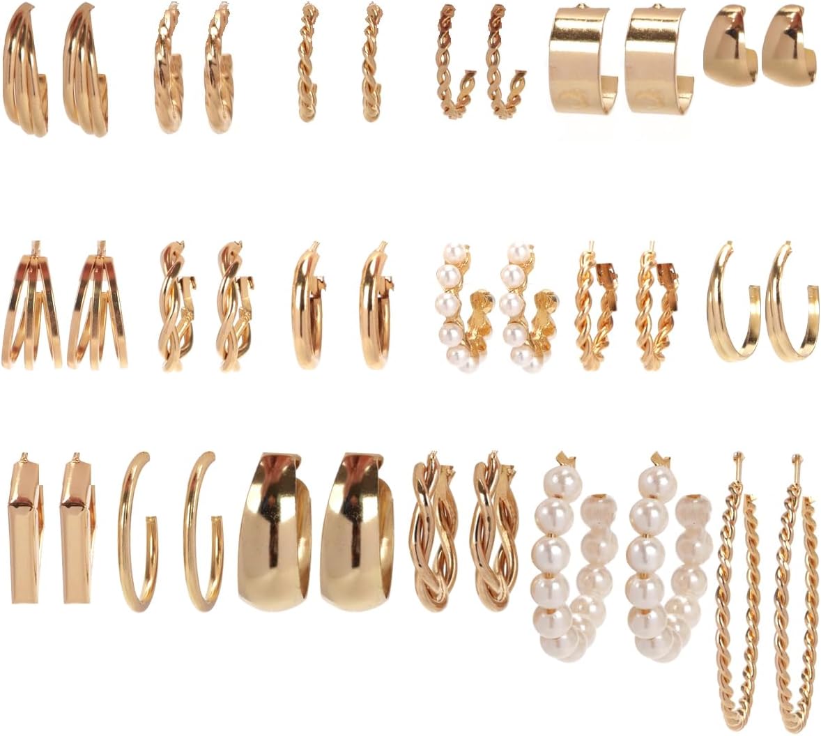 18 Pairs Hoop Earrings for Women|Fashion Stud Earrings for Women|Dangle Earrings for Women