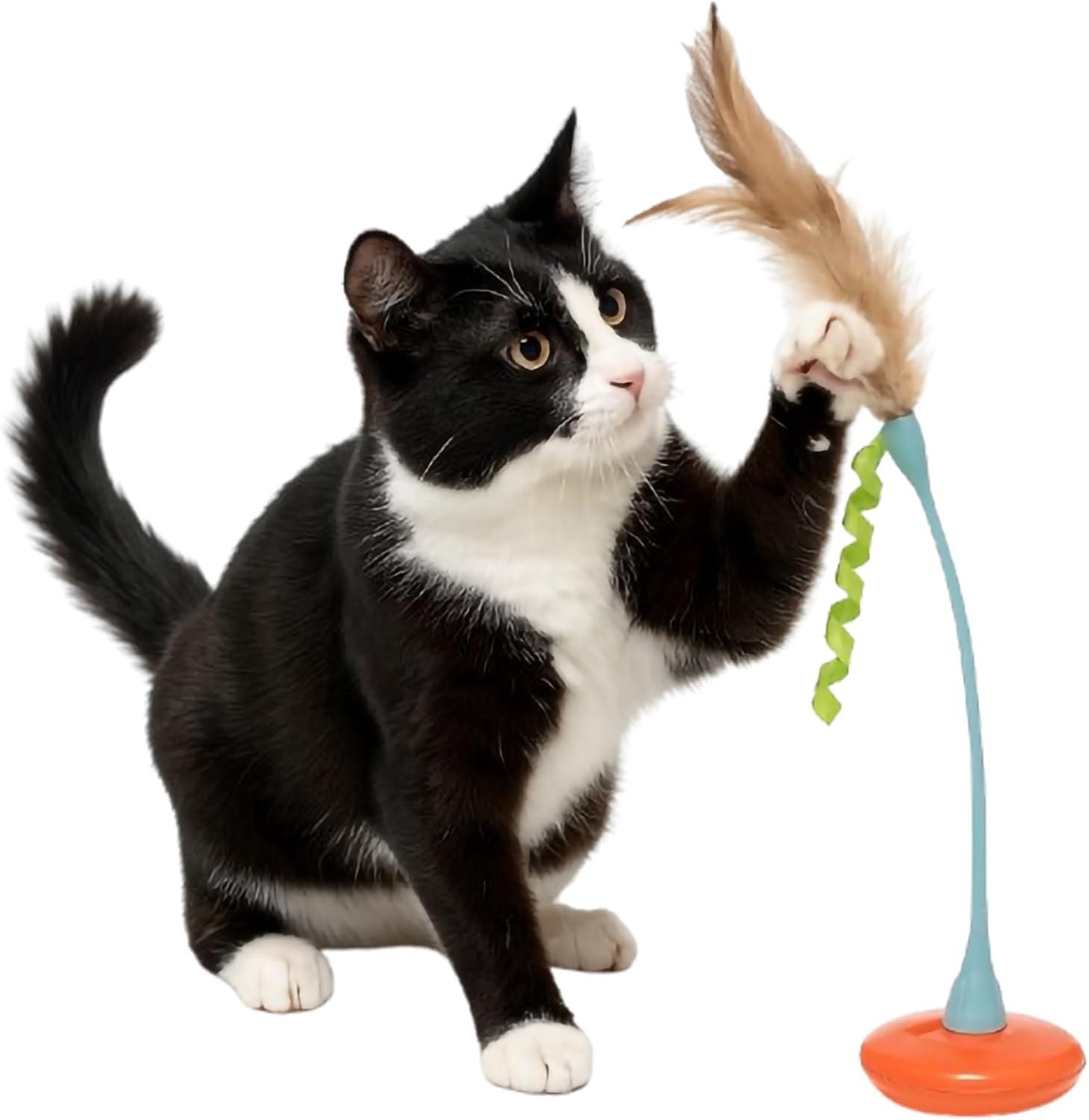 Petlinks Tippy Teaser Self Righting Feather Toy for Cats & Kittens, Rocks & Sways, Fun & Engaging Play – Multi Color, One Size