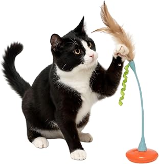 Petlinks Tippy Teaser Self-Righting Feather Cat Toy - Wobbles, Rocks & Sways for Hunting Instinct Play, Multi-Color
