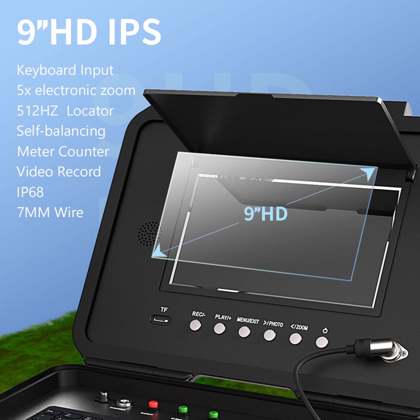 Kamera Inspekcyjna Do Rur Z Nadajnikiem I Odbiornikiem Sondy 512 Hz, Wodoodporną, Przemysłową Kamerą Endoskopową Wodociągową Ip68 Z 9-calowym Monitorem Lcd Ips, Rejestratorem DVR