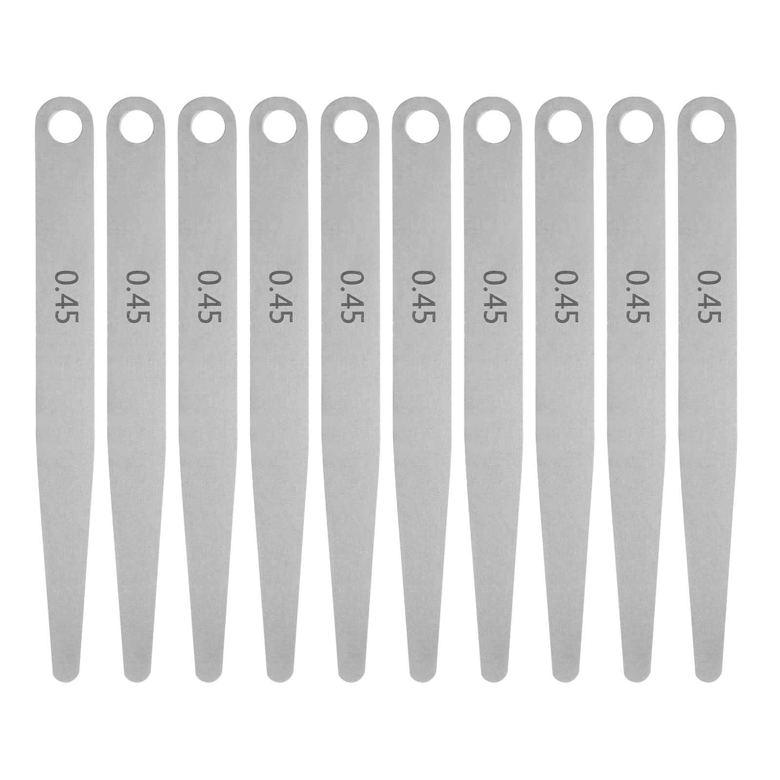 HARFINGTON 10pcs Feeler Gauge 0.45mm Thickness Gauge 65MN Steel Metric Gap Measuring Tool, Single Blade