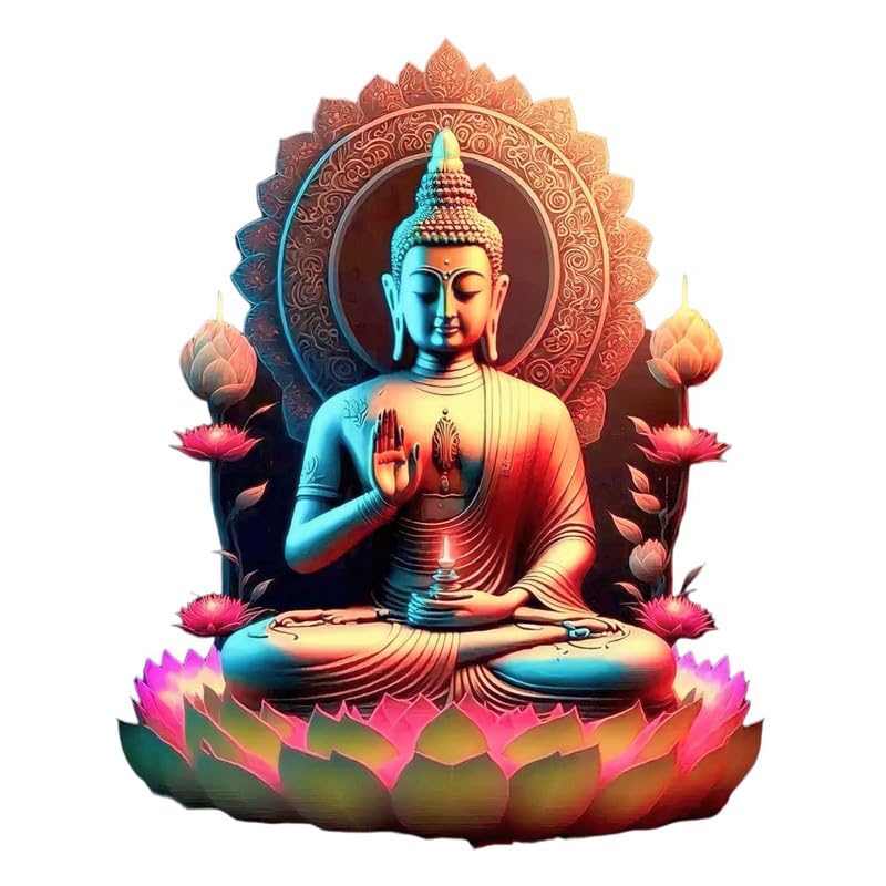 Image of Lord Buddha PVC Vinyl,Wall Sticker for Home Decor - Ideal for Living Room, Bedroom, Hall, Kids Room, Play Room (Size -45 cm x 45 cm) (Lord Buddha (-50 cm x 40 cm))