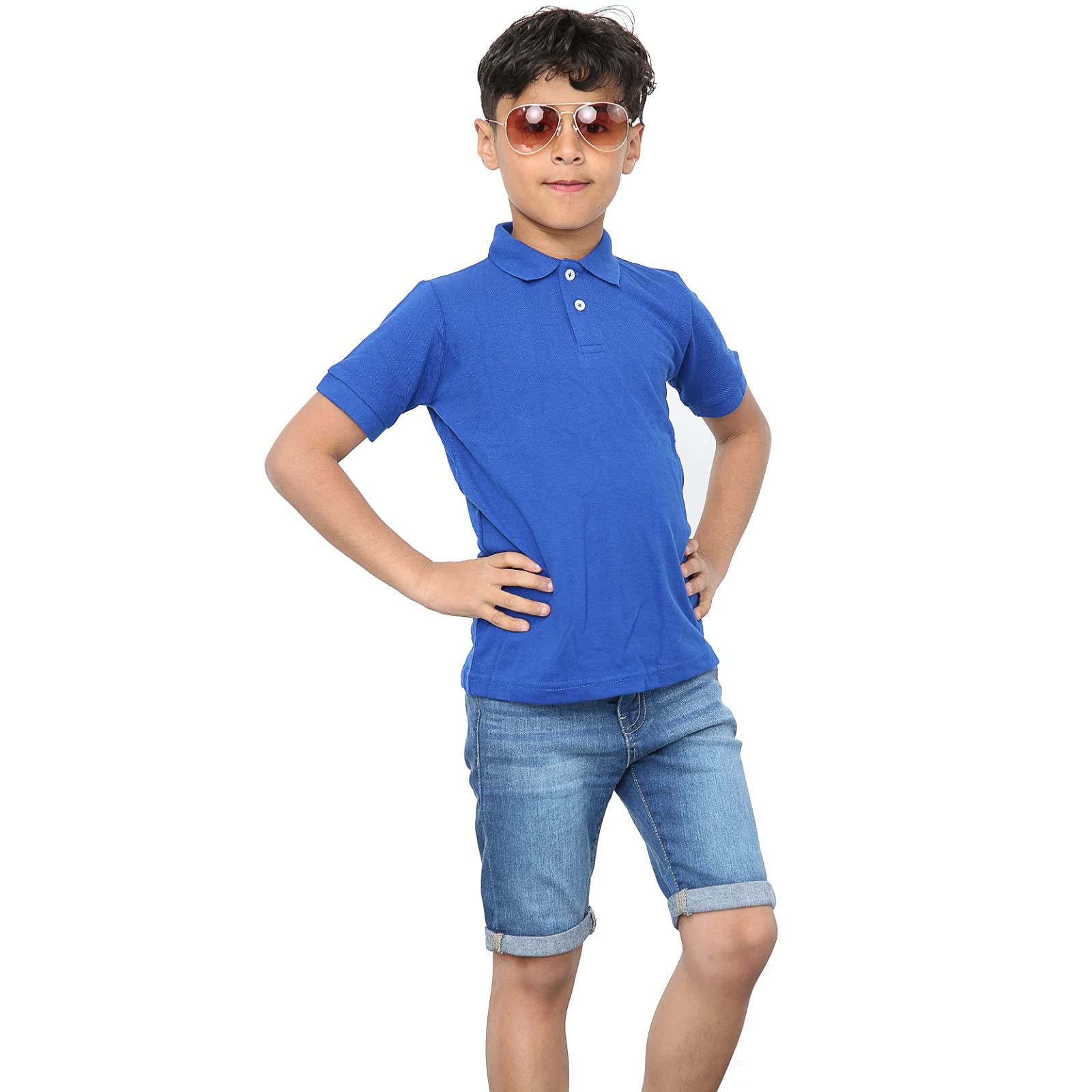 Generation-Gap Boys Girls Plain Polo Shirts Kids Summer Short Sleeve School T-Shirts Top (Royal, 13 Years, 13_Years)