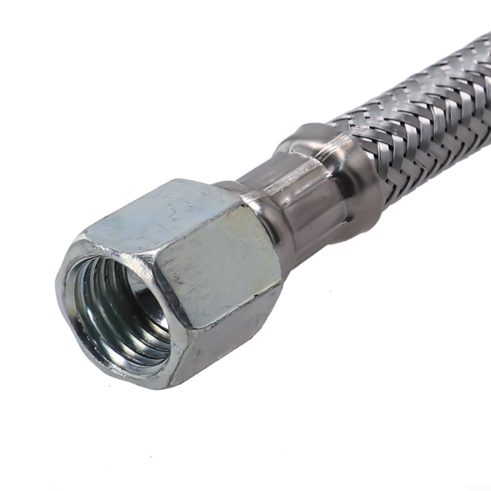 Compressore per tubo di collegamento in acciaio inossidabile con 2 adattatori. Tubo dell'aria flessibile per sistema di condotte ad aria compressa, lunghezza 35,0 cm. Raccordi a doppia rotazione su