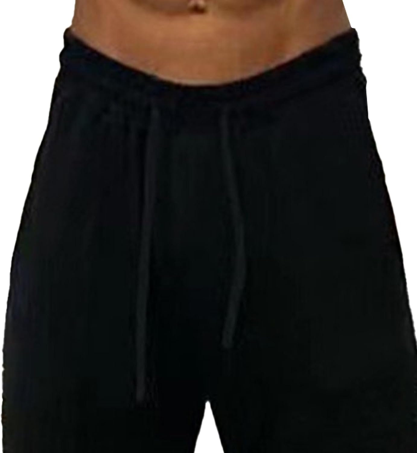 Men's Drawstring Cotton Solid Athletic Pants Comfort Straight Leg Yoga Pants Elastic Waist Hiking Outdoor Trousers