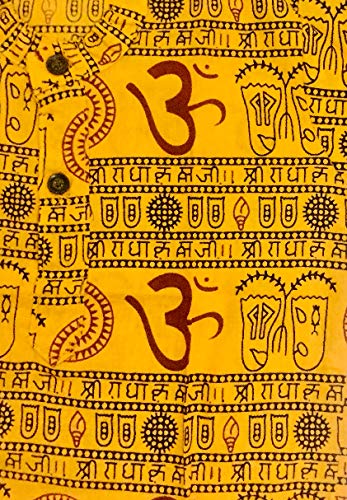 Image of Cotton Om Printed Casual Loose Fit T-Shirt for Kids & Boys (9-10 Years, Yellow)