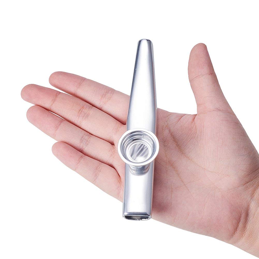 RAJry Kazoo Flute With 5 Pcs Diaphragms, Silver Metal Aluminum Alloy Musical Instruments, Good Companion for Guitar, Ukulele and Violin 3