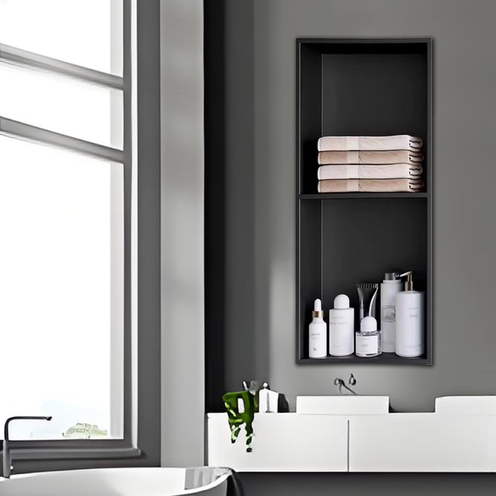 Niche de douche en acier inoxydable encastrée de design moderne