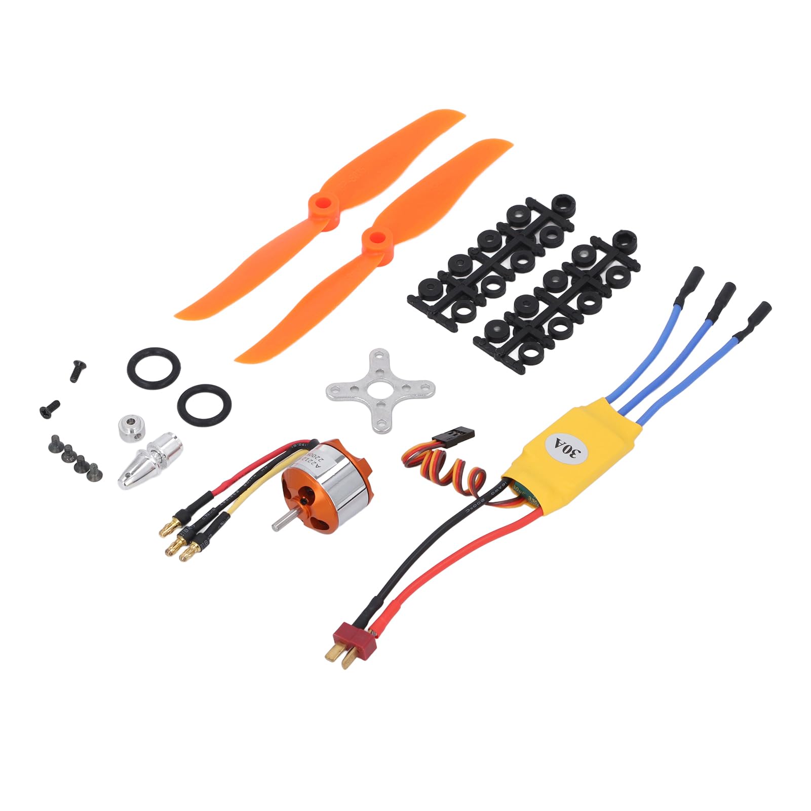 Yinhing RC Aircraft Brushless Motor Kit 2200KV 30A ESC Propeller Set for RC Plane Quadcopter Helicopter with 2212 6T Motor 27.5x27mm Size 3.17mm Shaft