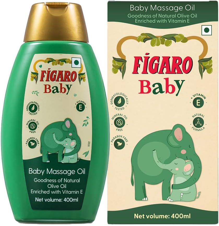 Figaro Baby Massage Oil with Goodness of Natural Olive oil enriched with vitamin E, Dermatologically tested, 400 ml