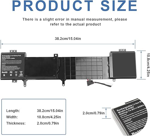 Miniatura 5 de Fancy Buying 8-Cell 92WH 6JHDV - Batería para portátil Dell Alienware 17 R3 P43F002 R2 P43F001 ALW17ED-1728 2728 3728 3828 4718 4738 AW17R3-3758SLV