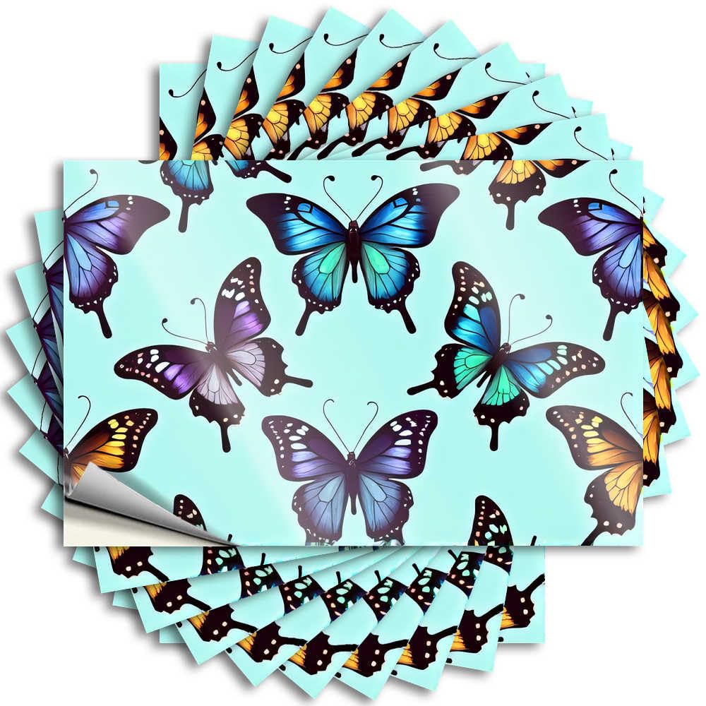Fluffy Decal Aesthetic Decals, Funny Stuff Cute Pattern Design for Billiard Notebook | Bottle Removable Vinyl Colorful Butterfly Pattern Background(12X18CM)