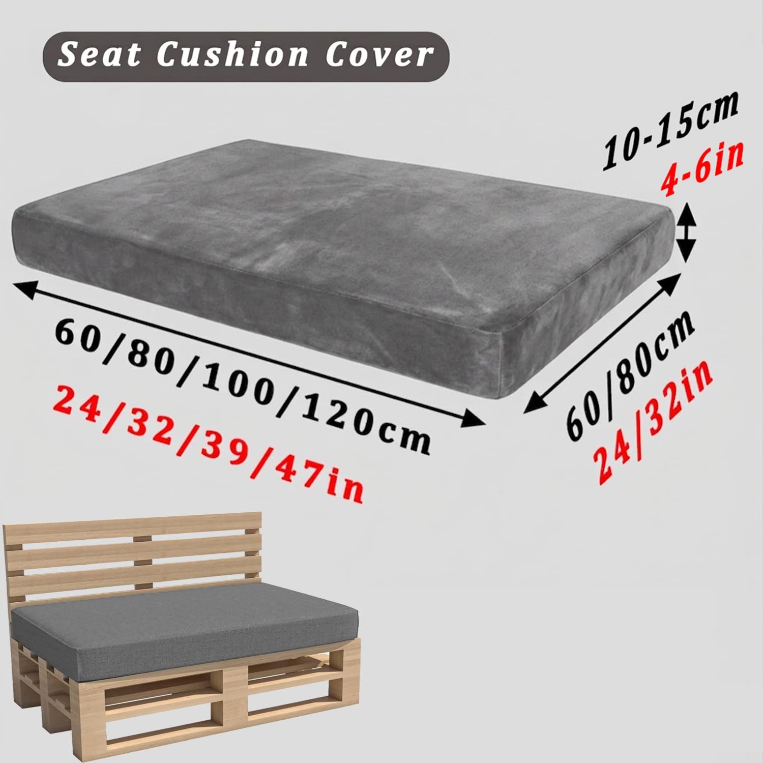 Samt Palettenkissen Bezug 120×80 60×40 120×60 120×40 Stretch Ersatzbezug Mit Verstellbaren Schnallen Für Europaletten Holzsofa Balkon Gartenmöbel Wunschgröße Maßanfertigung(Cyan Blue,Seat 60x80cm)