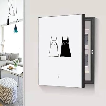 Electrical Panel Decorative Wall Mounted Breaker Box Cover, Fuse Box Cover Cabinet Crystal Porcelain Painting, for Home Entrance Hallway BedroomBlack-1a,30 * 40cm/11.8 * 15.7in
