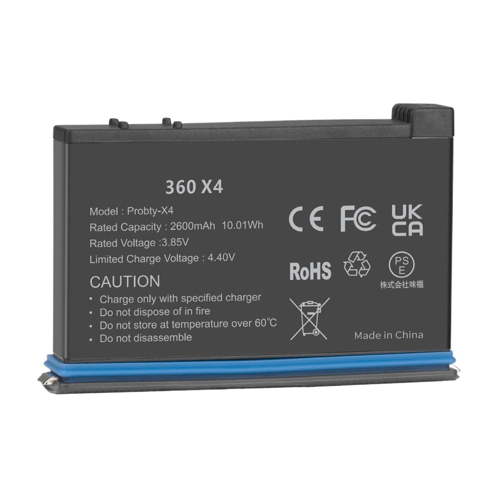 360 X4 2600mAh Rechargeable et Chargeur à 2 emplacements for Cartes SD(1PCS B)