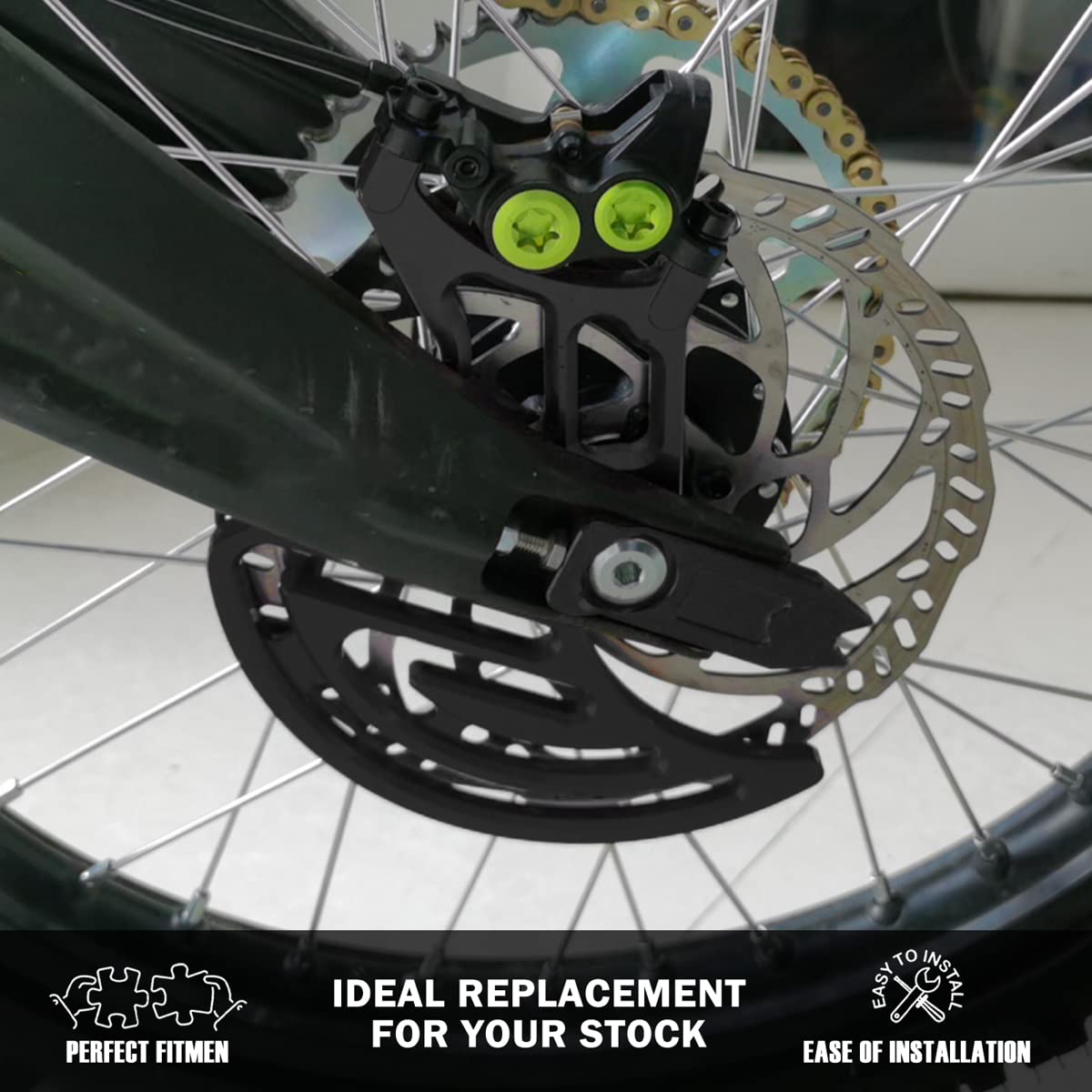 Billet Aluminium CNC 6061 Kettenradschutzabdeckung Hinterer Scheibenschutz Rotoradapter Bremssattelschutz für Sur-Ron MX und X Bike und für Segway X260 (Schwarz)