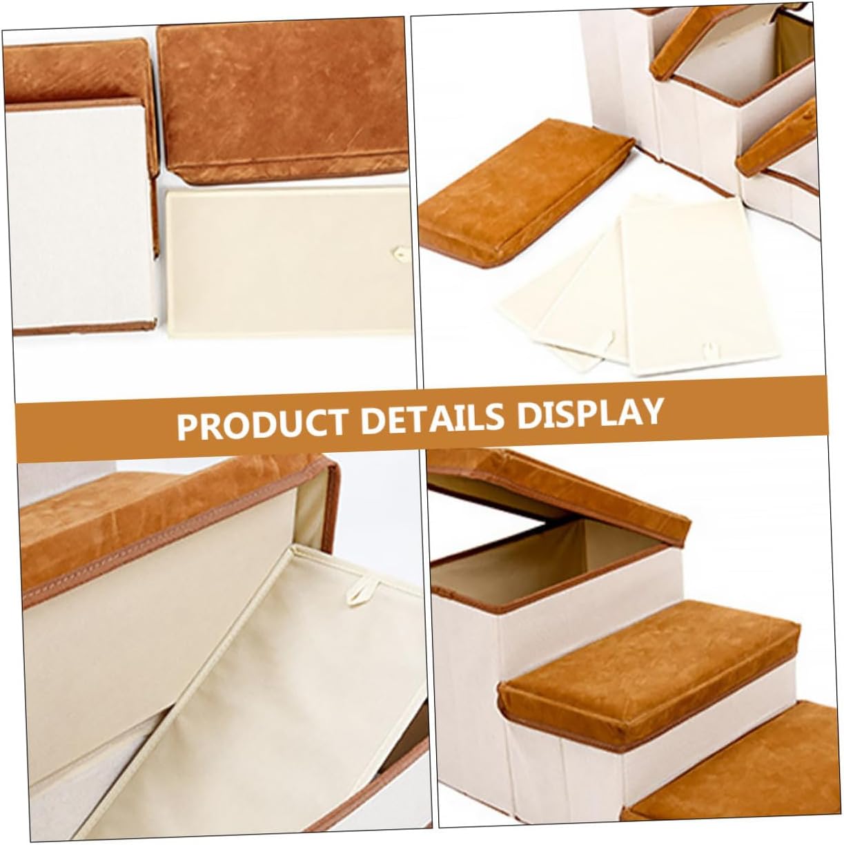 Foldable Three-Step Pet Stair Ladder for Puppies Dogs Brown Compact Dog Ramp for Indoor Use Space-Saving Storage Pet Steps for Small to Medium