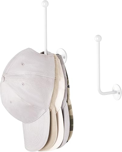 Dahey Organizador de sombreros para gorras de béisbol, 2 piezas, soporte de pared para sombreros de 5 pulgadas, ahorro de espacio, en forma de L,
