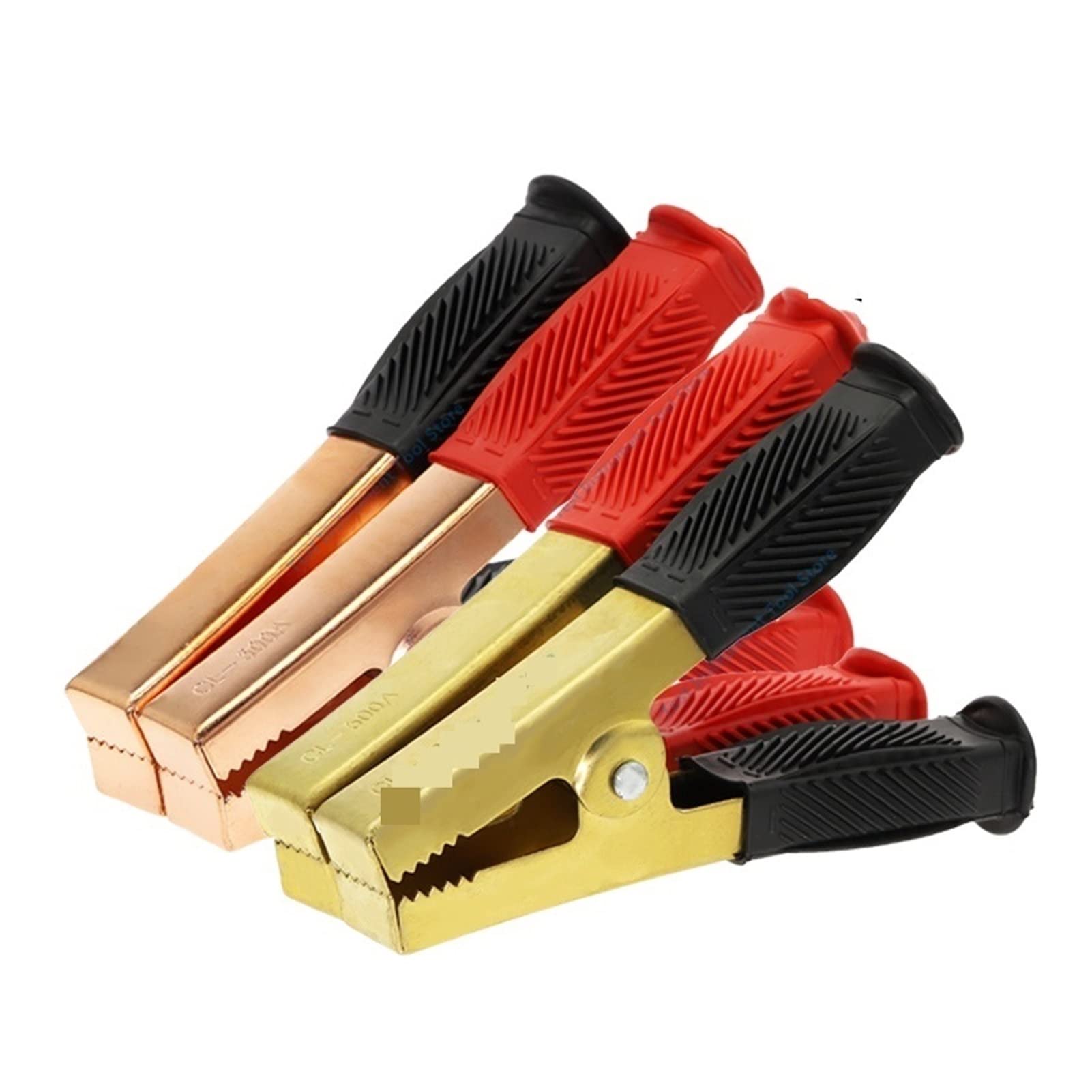2 uds Pinzas de cocodrilo for Coche Abrazaderas for batería Clip de cocodrilo de latón 500A Rojo + Negro amablemente (Color : Pure Copper -500a)