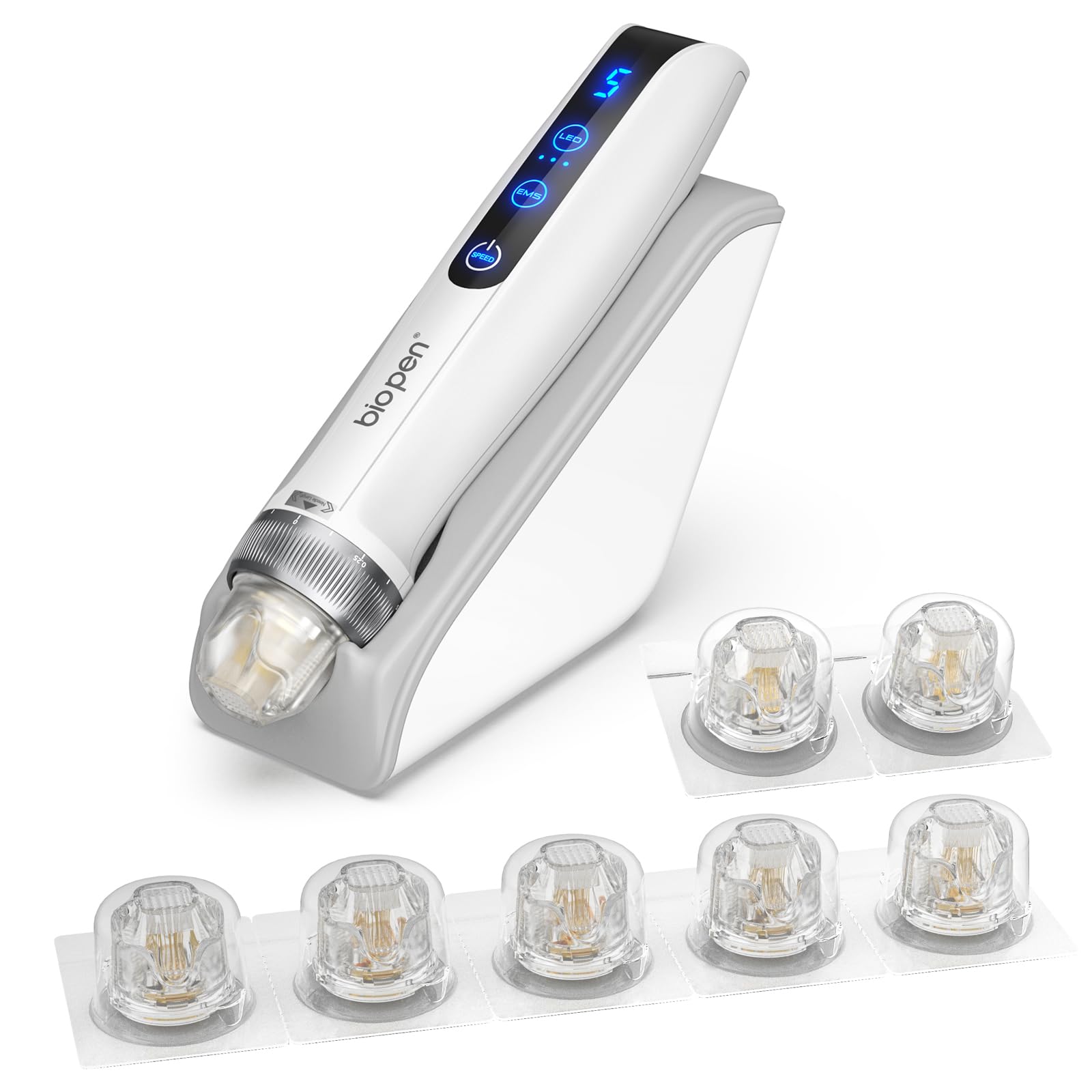 Penna Microneedling Bio-Q2 Professionale Wireless Derma a Carica Automatica - Amazing Skin Pen per Viso e Corpo con 6 Cartucce da 0,25 mm (1x9pin+2x25pin+2x14pin)