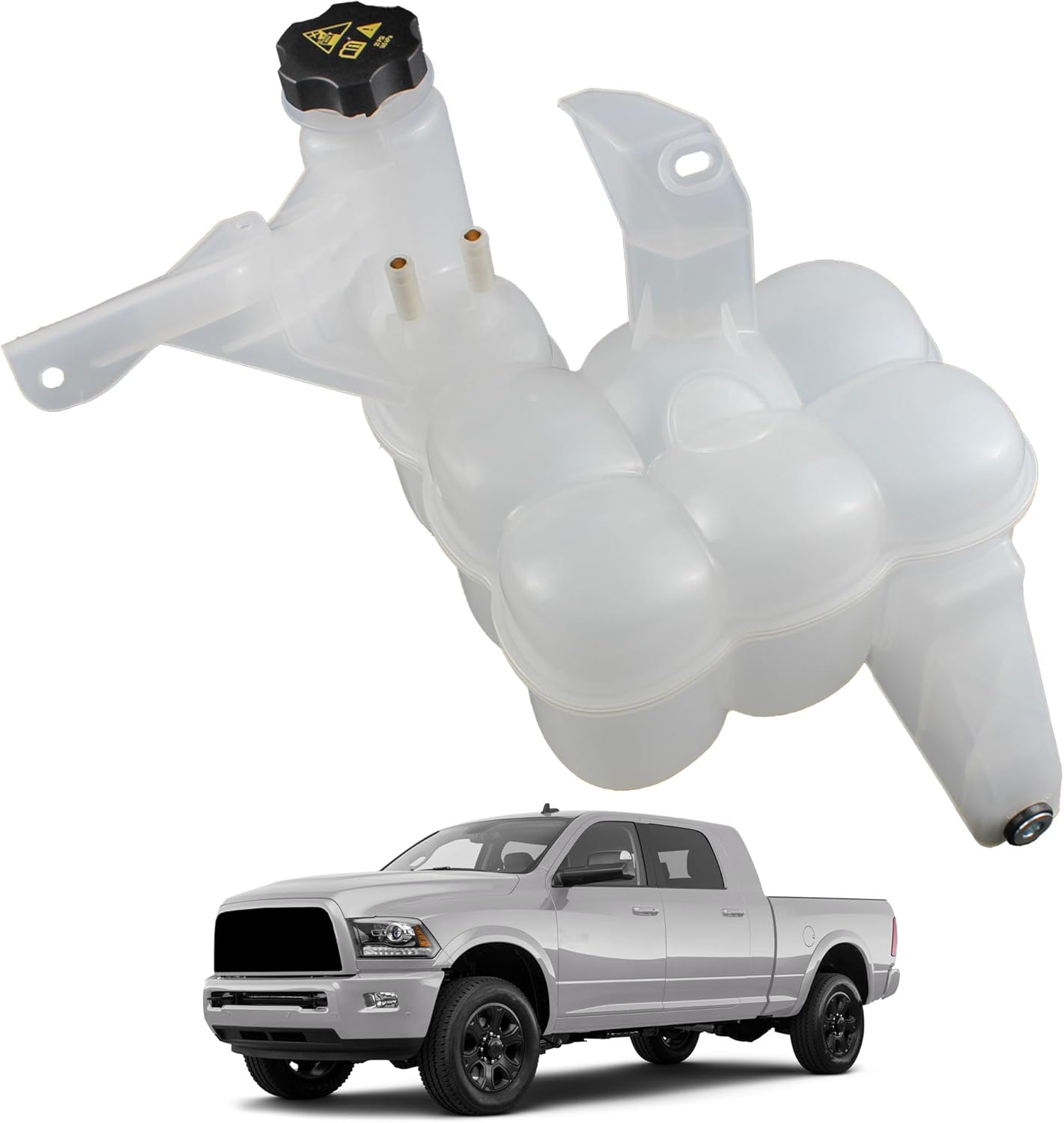 Engine Radiator Coolant Overflow Reservoir Tank With Sensor & Cap Compatible With 2013-2018 Ram 2500 3500 4500 5500 Replaces 603-839 68096261AA 68166475AB 68166475AC 68442532AA