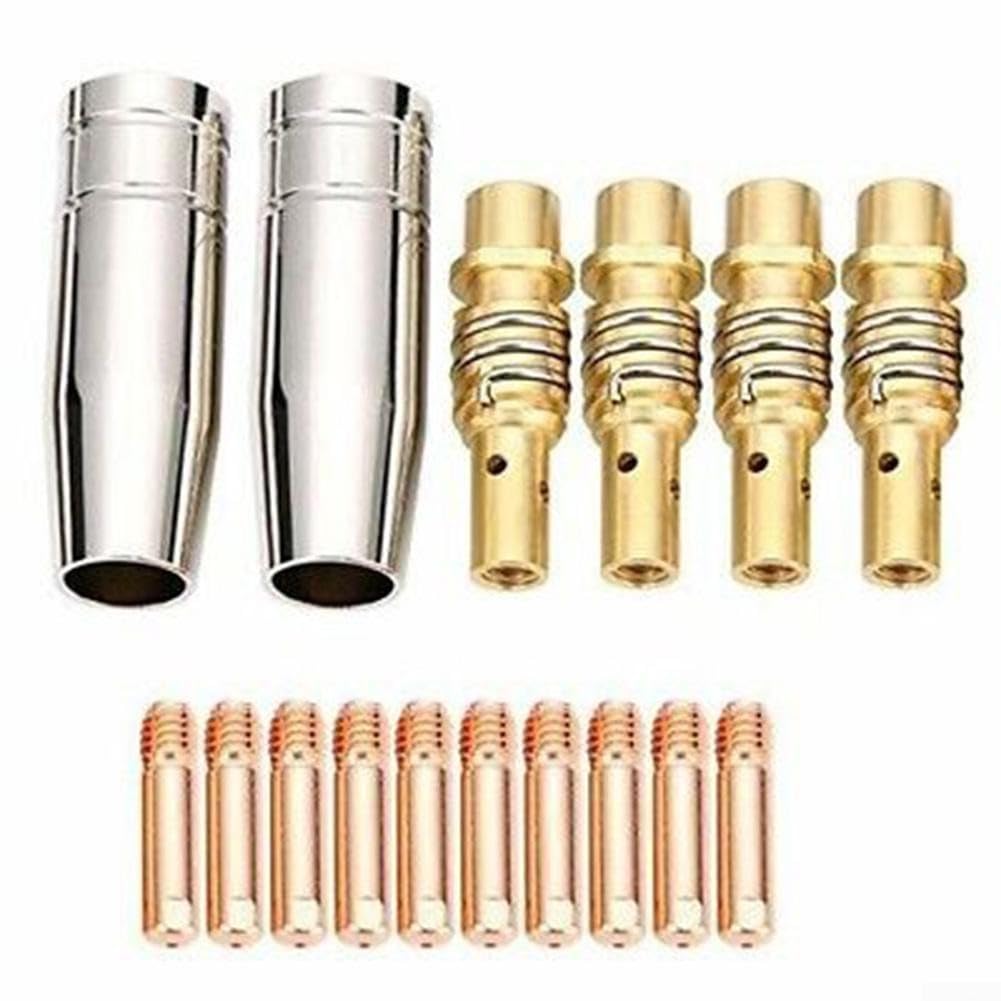 MIG Welding Kit di ricambio per sistemi di torce MB15 15AK, 16 pezzi, inclusi supporti per punte e ugelli in cinque misure standard (1,2 mm)