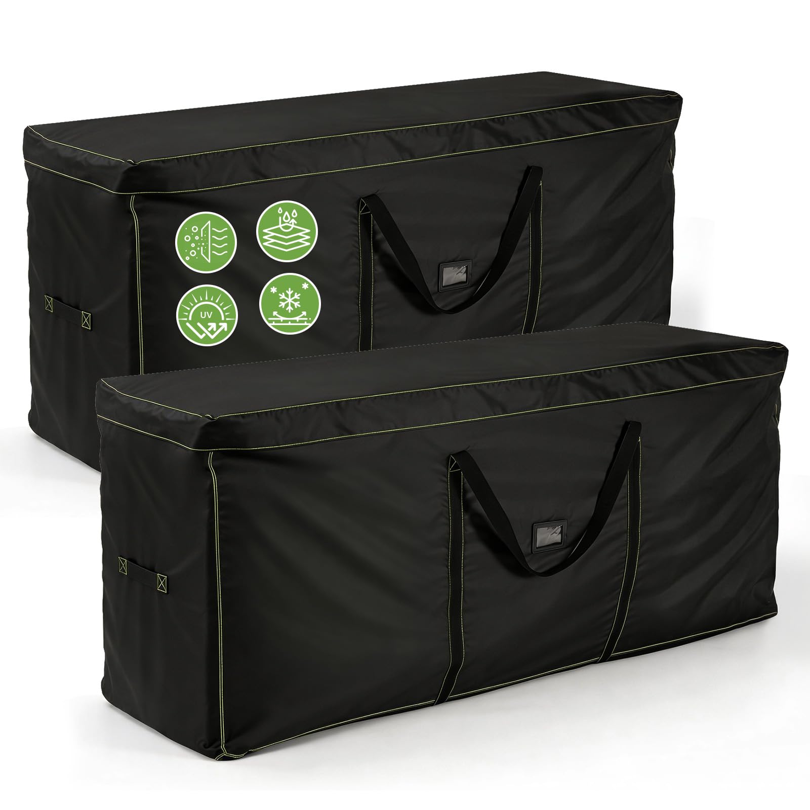 GARPROVM Patio Furniture Cushion Storage Bags, 420D Heavy Duty Oxford Outdoor Cushion Storage with Hydrophobic Flap, Zippers, Handles, Tag Slot for Christmas Tree, Camping Gear, 173x51x76cm, 2 Pack