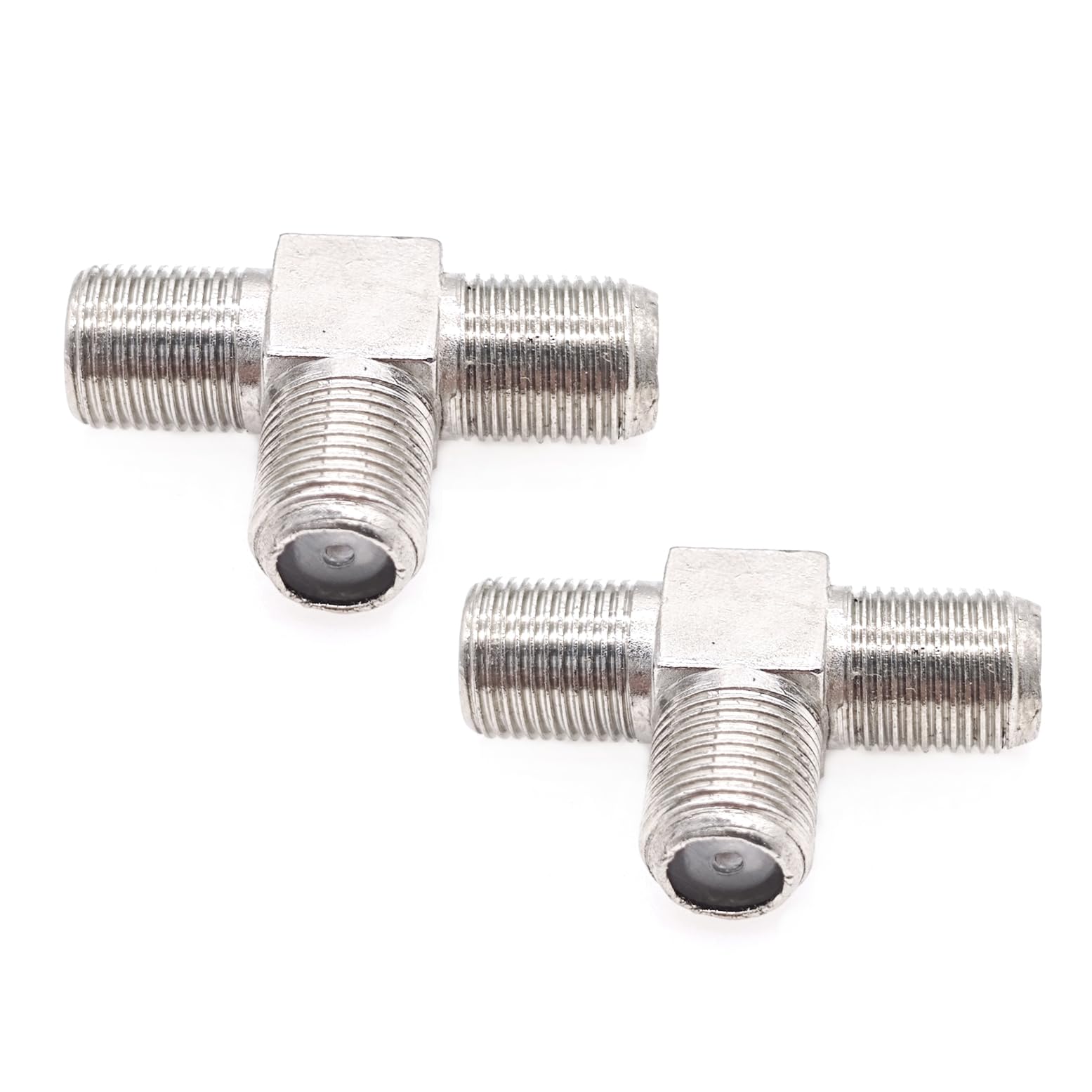 JZK 2x connecteurs répartiteurs en T type F à 3 voies adaptateur répartiteur coaxial TV satellite F femelle vers double femelle, combinateur d'antenne TV 75 ohms pour câble, modem, récepteur satellite