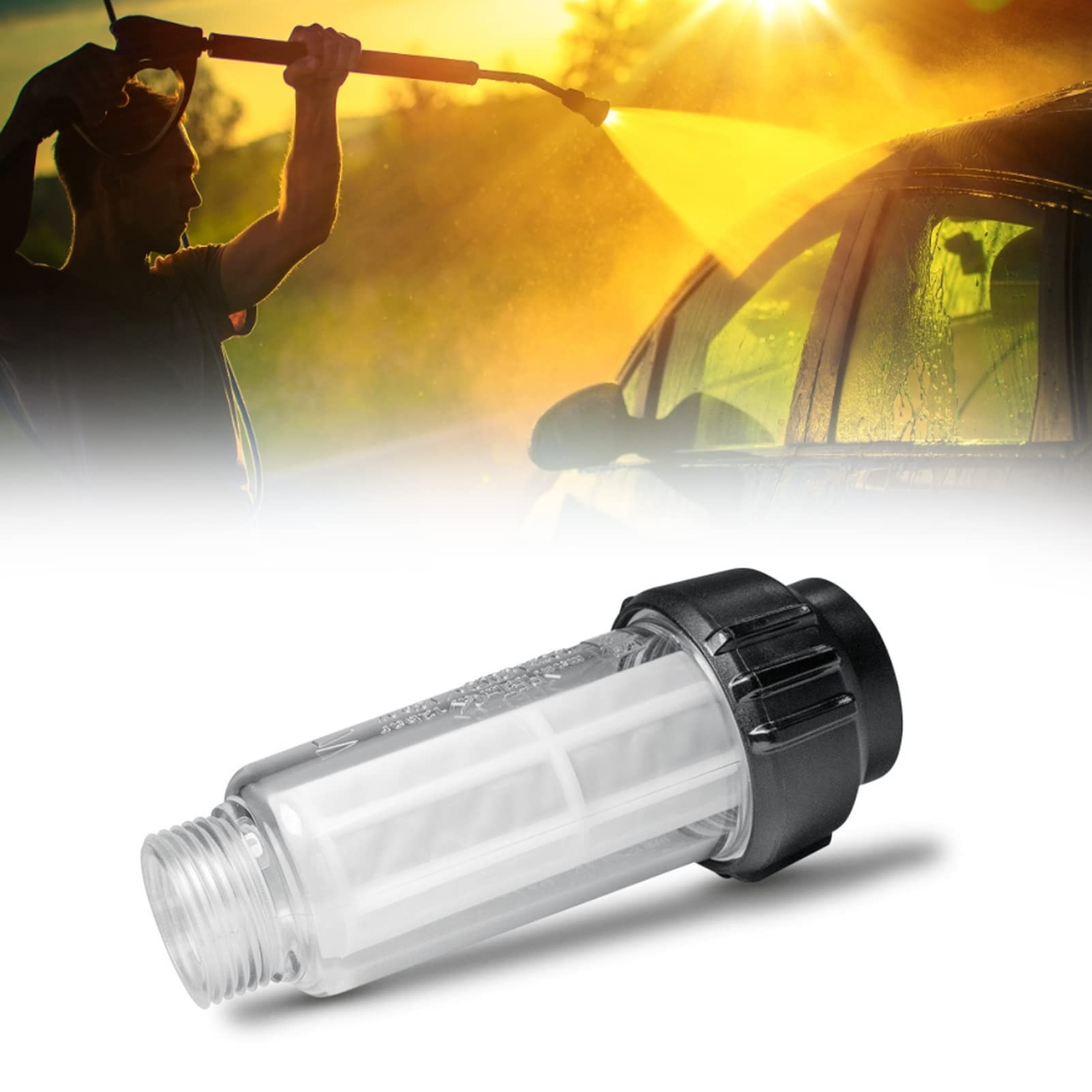 Water Inlet Filter with Clear Thread M3 4in Transparent ABS Housing Good Filtering Effect Ideal Replacement — view 3