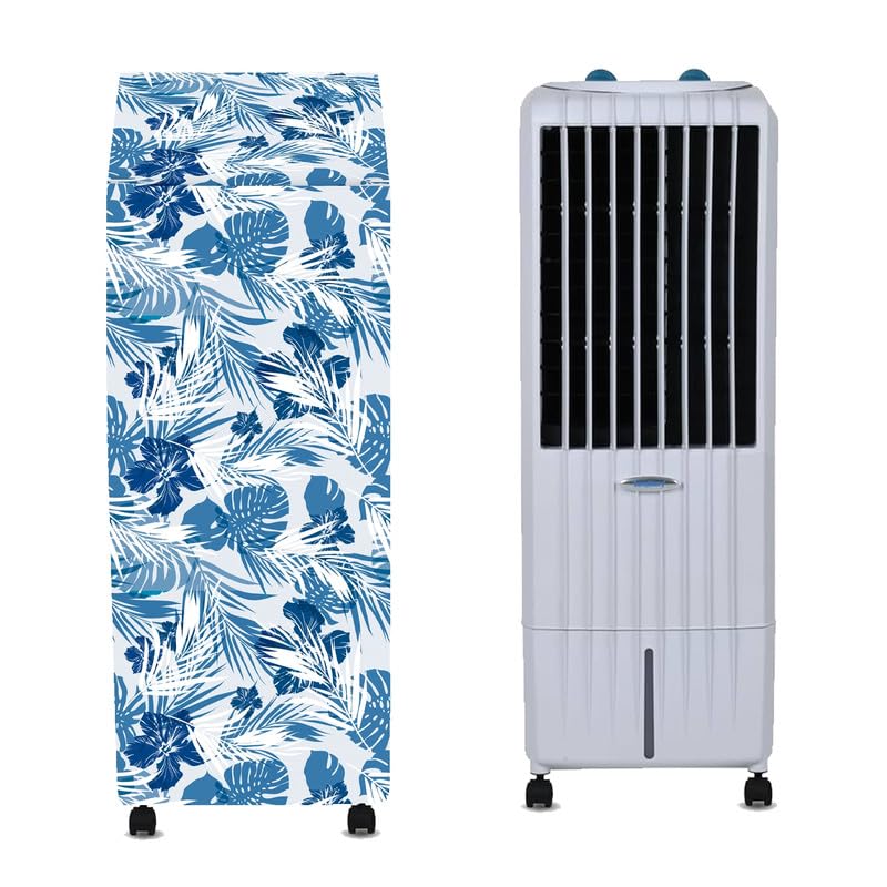 Image of Cooler Cover Compatible for Symphony Diet 12T 12-Litres Personal Tower Air Cooler Waterproof, Dustproof, Size 36Lx33Bx86H Cm, White Blue.