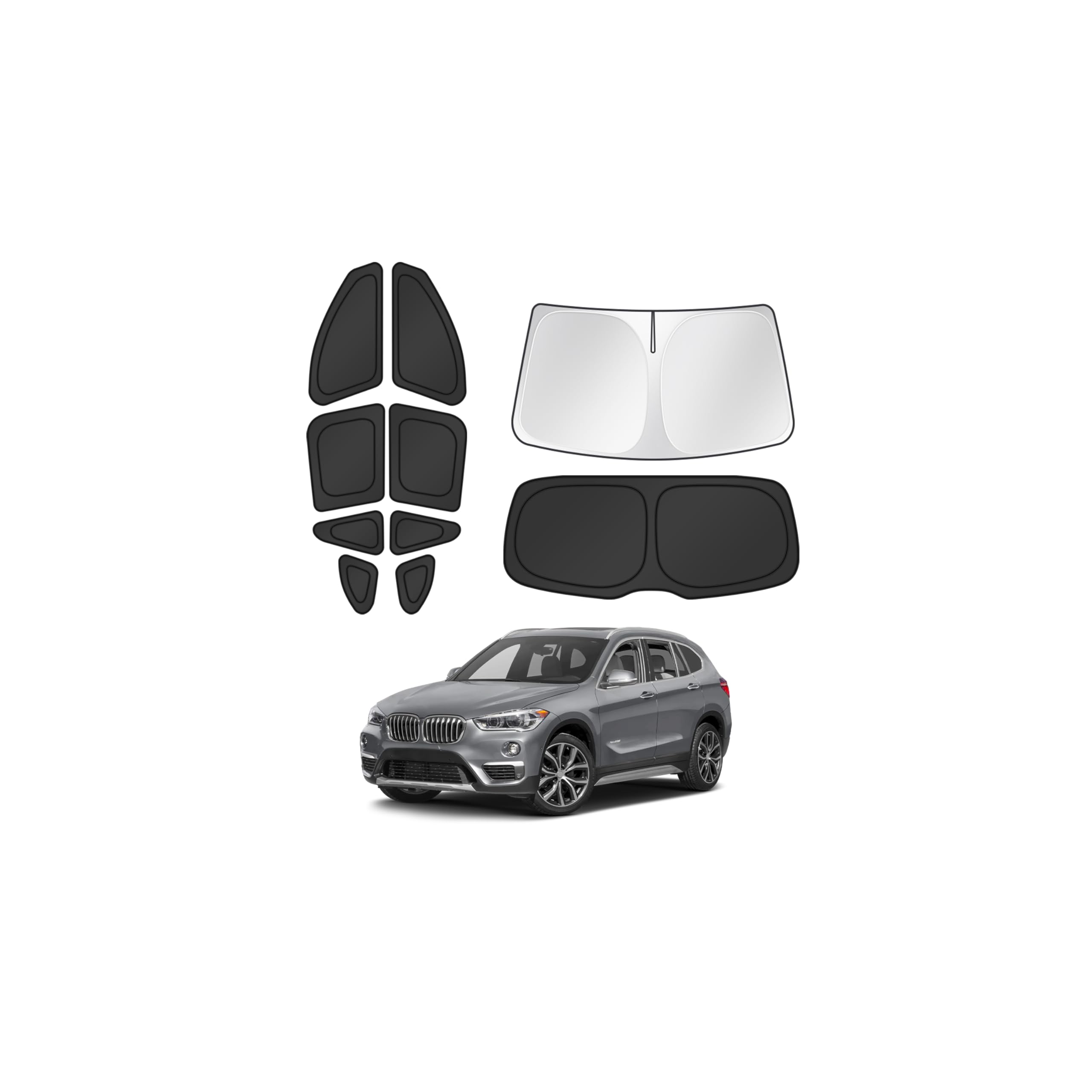 Canvcle Window Shades for 2016-2022 BMW X1 F48 Accessories Windshield Sun Shade Side Rear Window Cover Sunshade Sun Visor Shield Privacy Protection for Camping Keep Vehicle Cool Black 10PCS