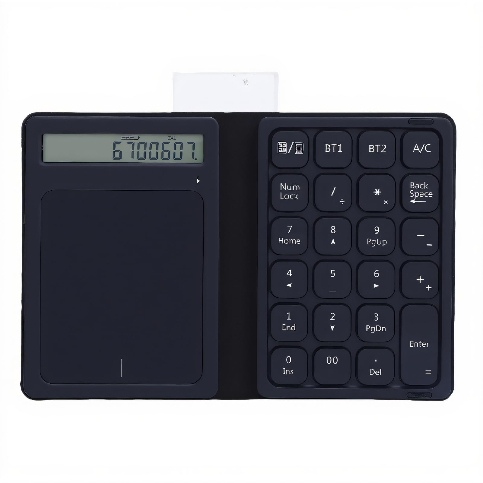 VBESTLIFE Bluetooth Number Pad Touchpad with Calculator, Rechargeable Folding Portable Wireless Numeric Keypad 23 Keys, for PC Laptop Desktop-image-3