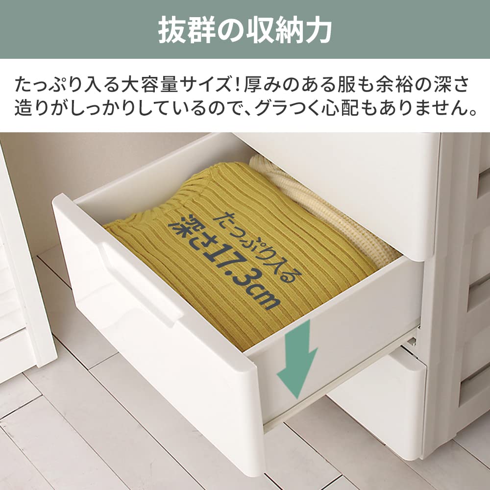 Amazon｜アイリスオーヤマ チェスト ロング 3段 2個セット ホワイト  