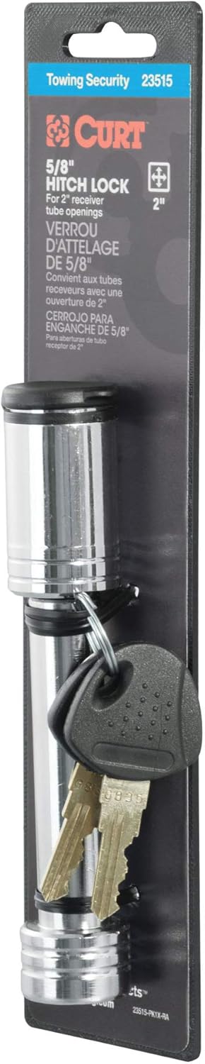 CURT 23515 Trailer Hitch Lock, 5/8-Inch Pin Diameter, Fits 2-Inch Receiver (Pack of 2)
