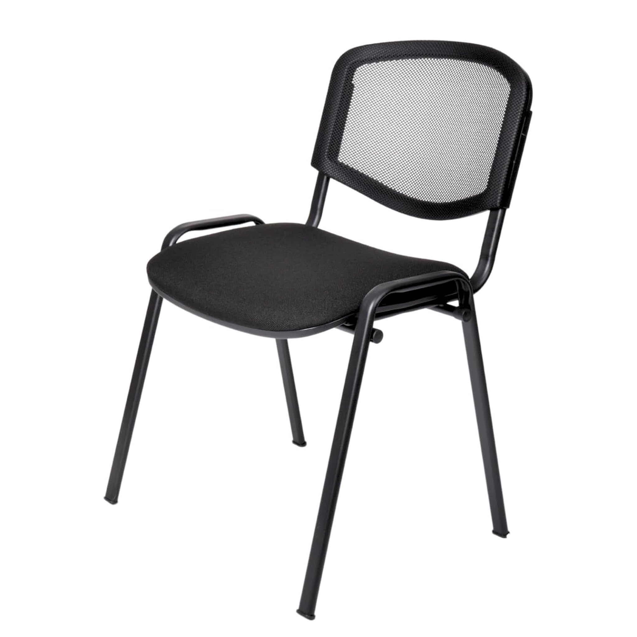 Topsit 4er Set Stapelbare Besucherstühle mit Rückenlehne aus Mesh, Wartezimmerstühle, Bürostühle, Konferenzstühle, Stühle für Rezeption Pausen Raum (Schwarz)