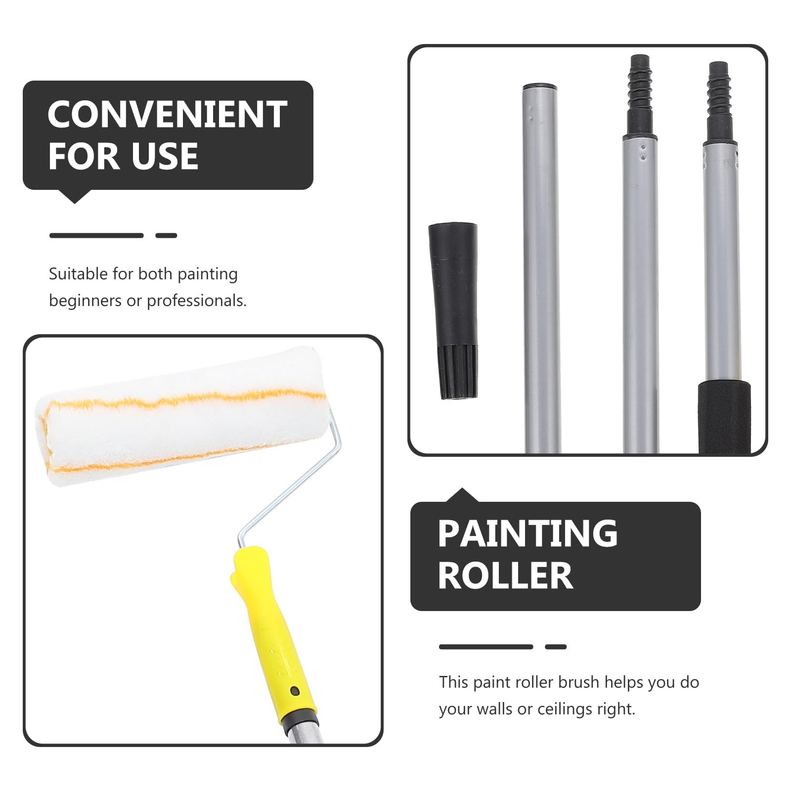 KOMBIUDA Rulli per Pittura Professionali con Manico Estensibile Sezioni Rullo in Microfibra per Verniciare Pareti Soffitti e Mobili Utensile Domestico per Imbiancare e Decorare Ambienti