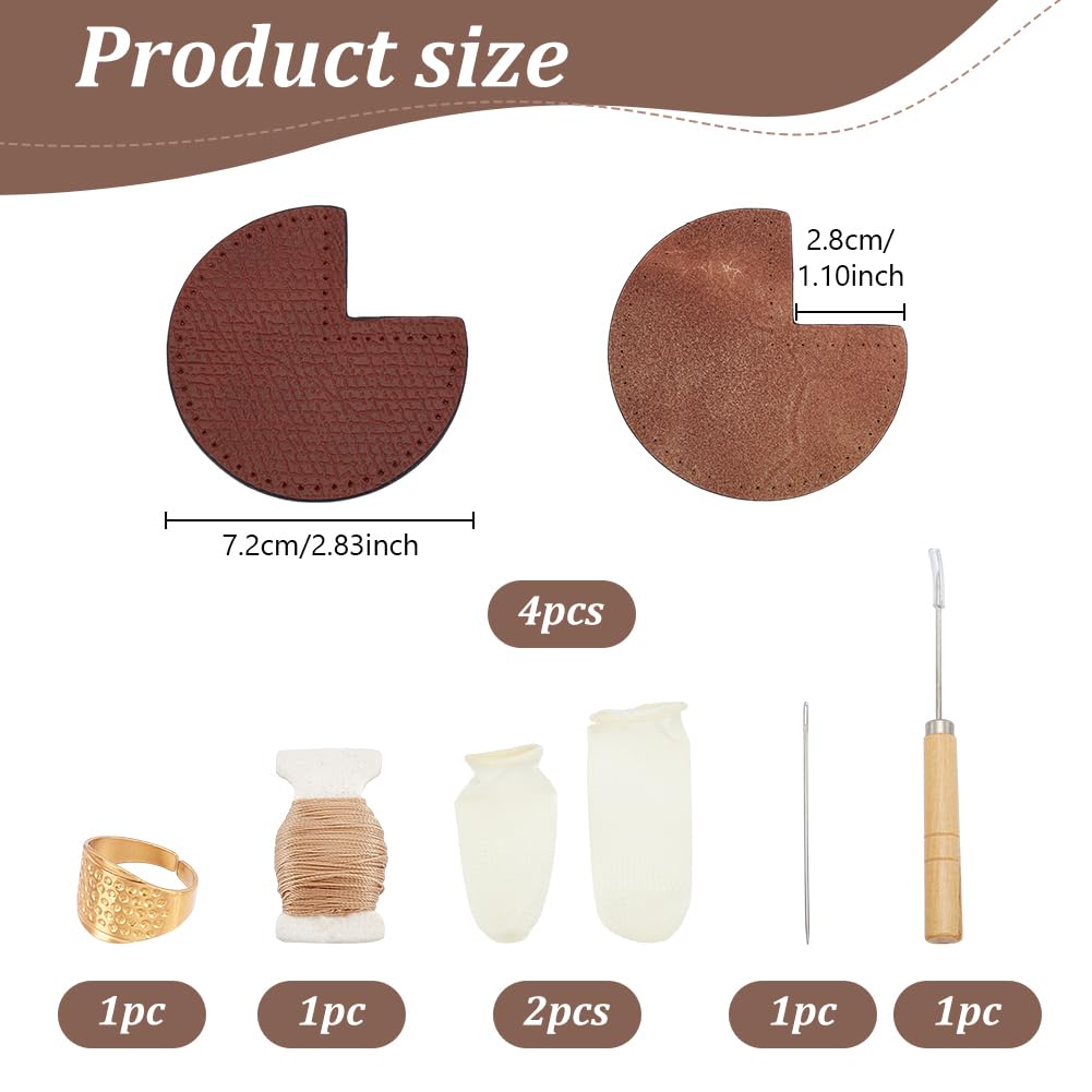 WEBEEDY Juego de reparación de esquina de bolsa, kit de bricolaje para protector de esquina de bolsa, kit de costura de cuero con parche de esquina de bolsa, cono, aguja, hilo y dedo, bolsa de cuero,
